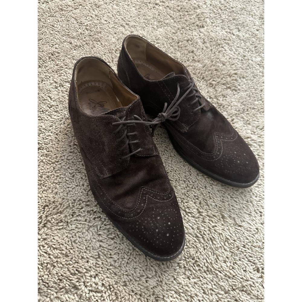 Johnston & Murphy EST 1850 Mens Wingtip Oxford Shoes Brown Suede Sheepskin Lined